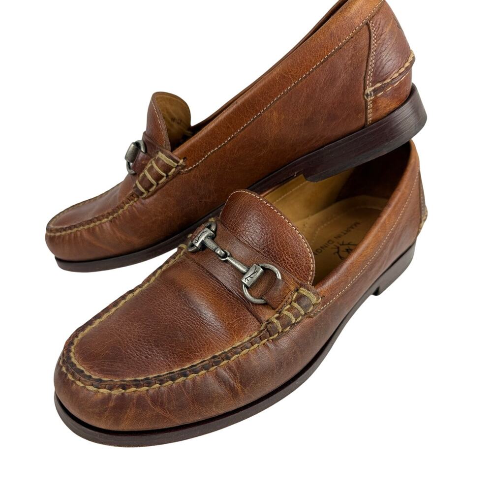 Stylish Martin Dingman Brown Leather Loafers Men's Size 9